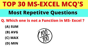 MS Excel mcq questions | MS Excel mcq question and answers | ms excel top 30 mcq questions | Office