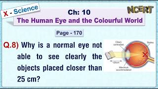Ch:10 - Pg:170 - Q.8) Why is normal eye not able to see clearly the objects placed closer than 25cm