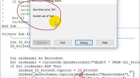 Run-time Error 94 : Invalid Use of null