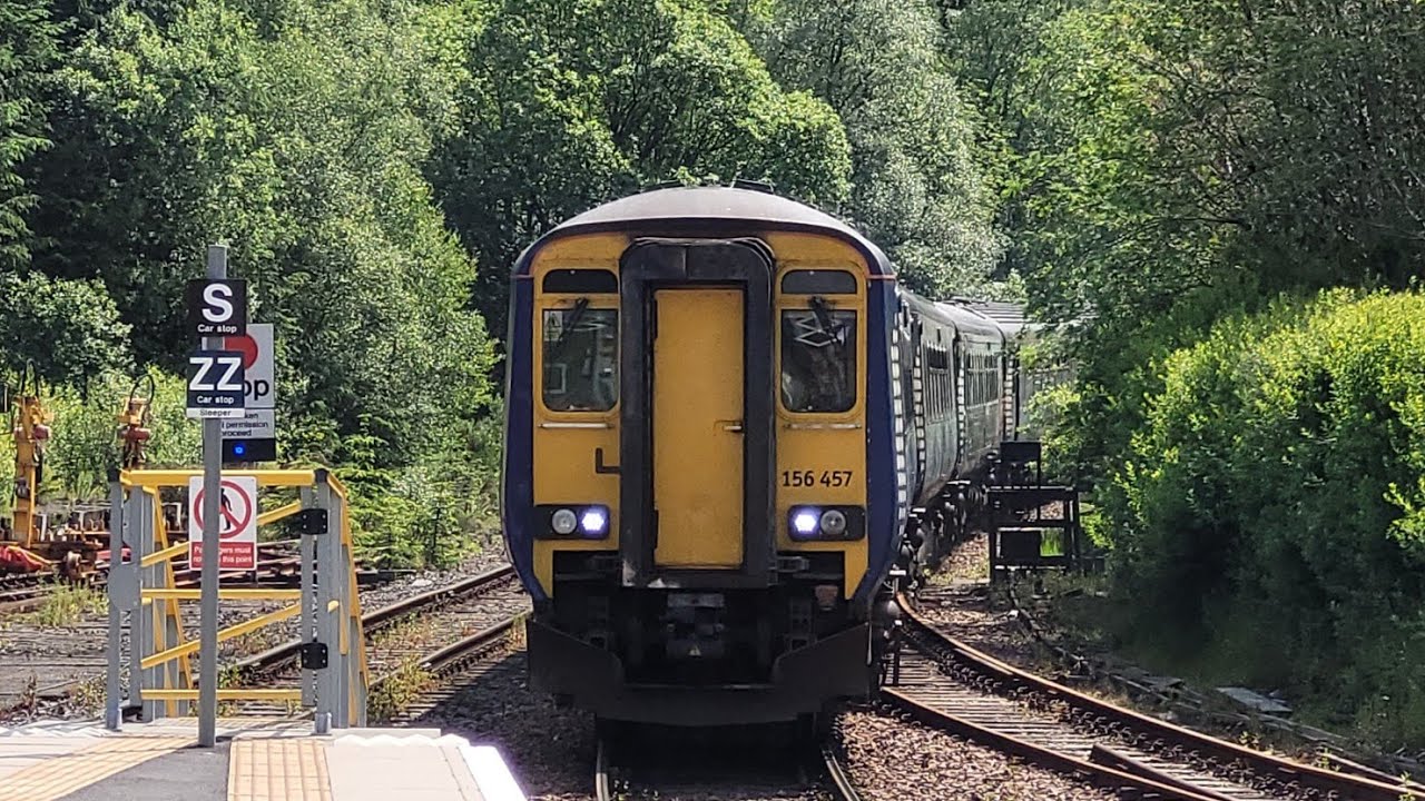 Crianlarich Railway Station On The West Highland Line With Scotrail Class 156 + 153 Trains 11/6/2025