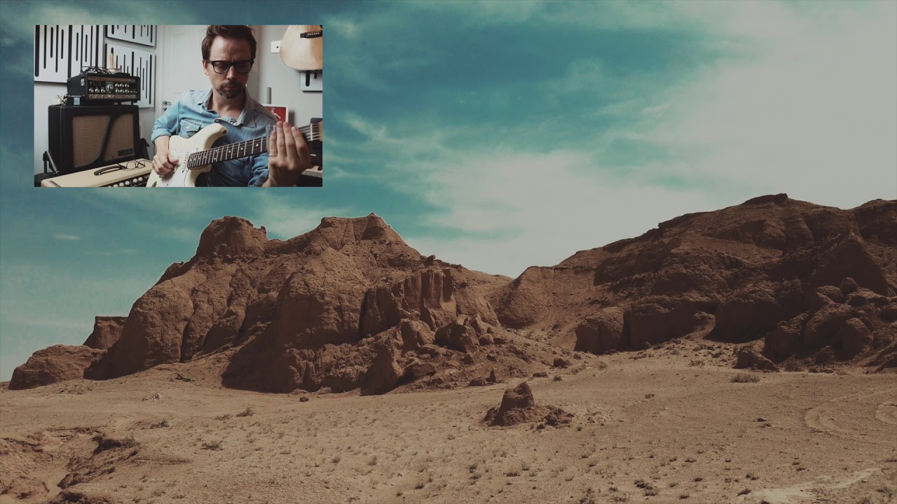 Bottleneck electric guitar with desert scene slideguitar bottleneck 