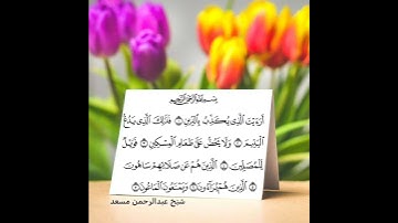 سورة الماعون بصوت قارئ عبدالرحمن مسعد
