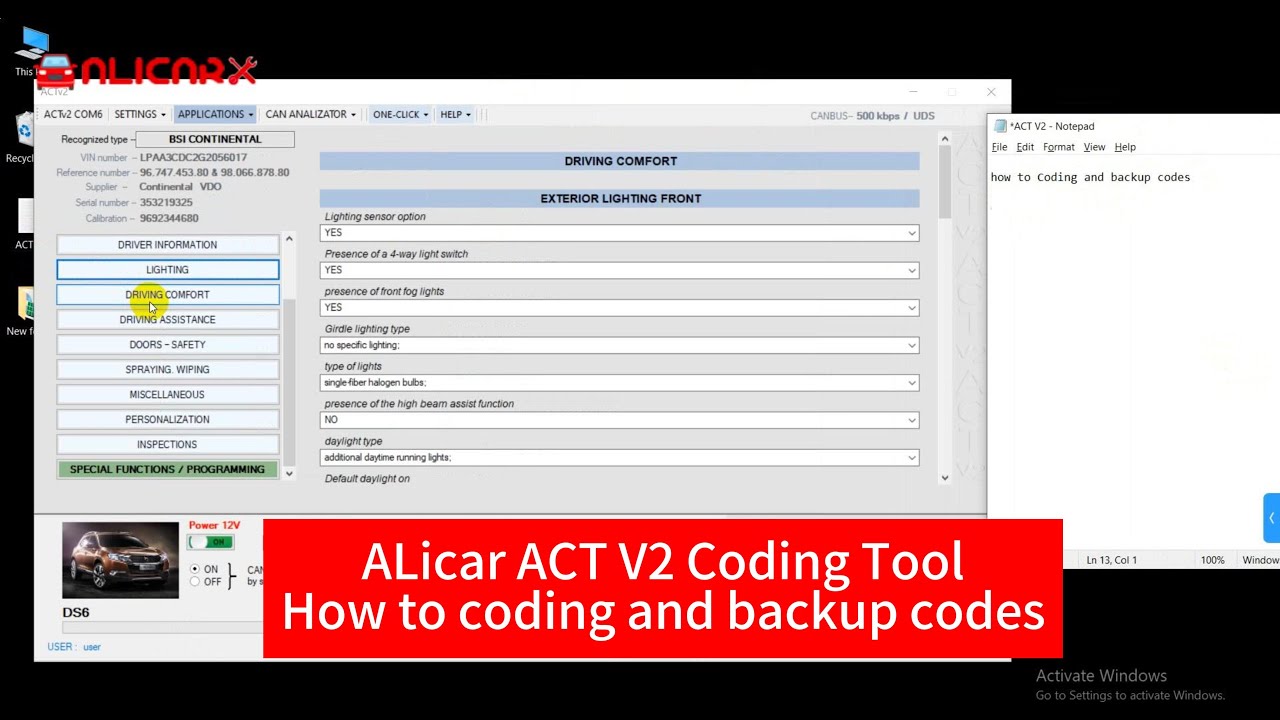 ALicar ACT V2/How to coding and backup codes? - YouTube