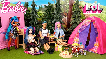 LOL Baby Goldie & Punk Boi Camping Outdoor Vacation with Barbie Family