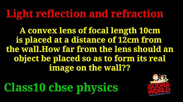 A convex lens of focal length 10cm is placed at a distance of 12cm from the wall. How far from the