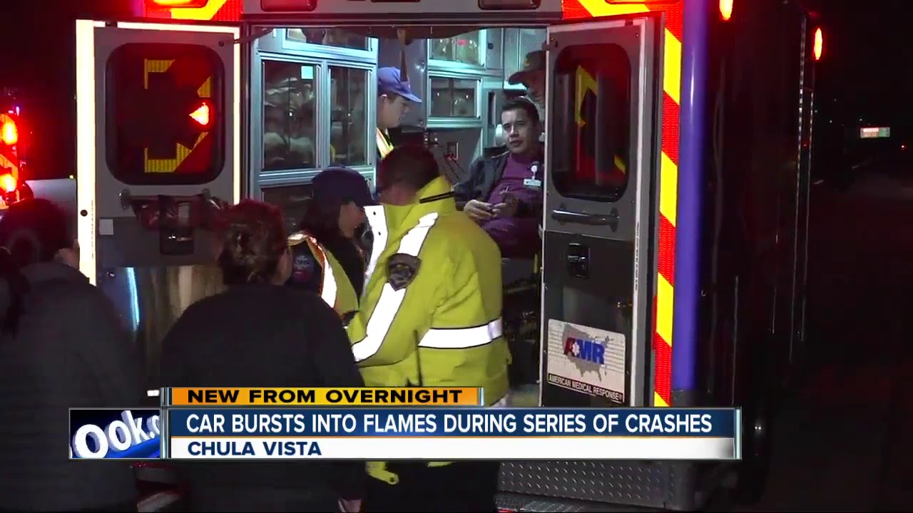 Car bursts into flames during series of crashes on I-805 in Chula Vista ...