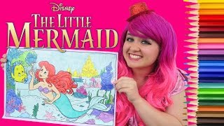 Coloring Ariel The Little Mermaid Disney Giant Coloring Book Page Colored Pencils Kimmi The Clown