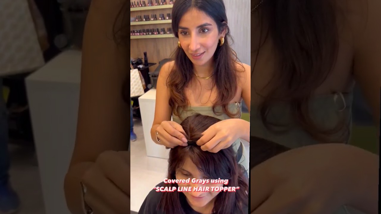 Cover your greys with Scalp Line Hair Topper 