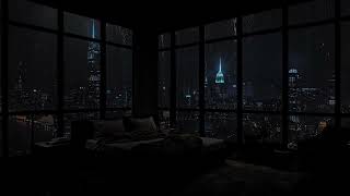 24-hour silence Let the night rain fall quietly by the bedroom window and watch the city at night 🌧️