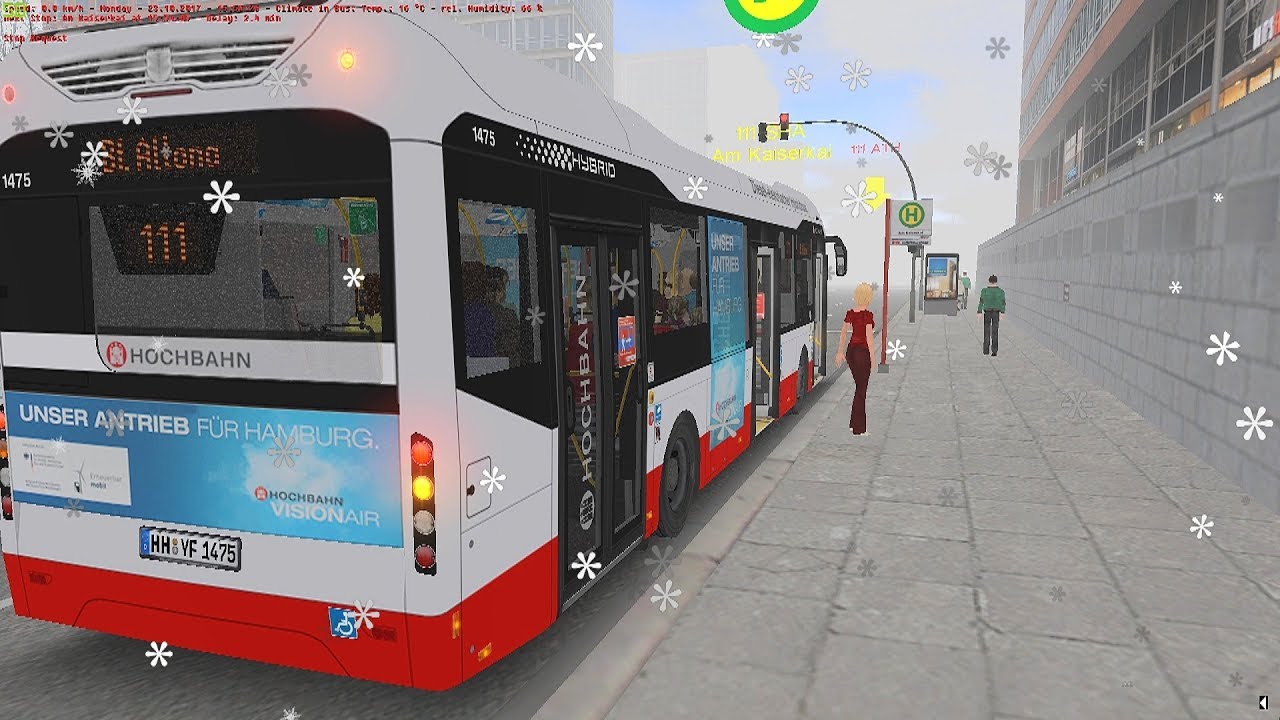 OMSI 2 - Hamburg Winter Line 111 Full Route Gameplay! 4K