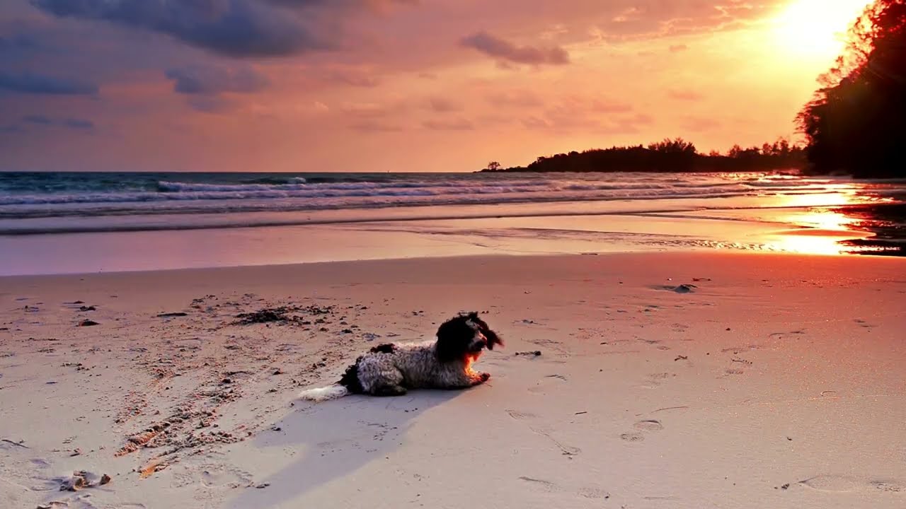 Calming Music for Dogs 🐶🌊 | Ocean Waves & Sunset Relaxation (2 Hours)
