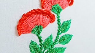 Super gorgeous Flower Embroidery For Beginners | buttonhole and cast on stitch embroidery design
