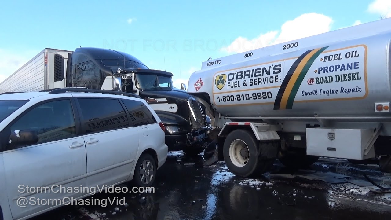 Loganville, PA White Out And Massive Crash Pileup Aftermath - 1/30/2017