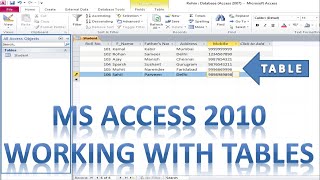 Working With Tables in MS ACCESS