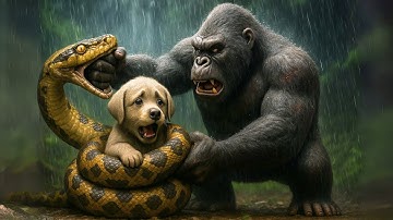 Epic Rescue: King Kong Saves Puppy From the Giant Python 🐍🐶🦍 | Puppy Story | KingKong Movie.