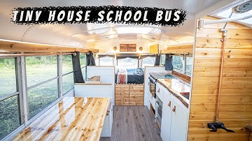 7.3 Powerstoke 5 Window Short Bus Skoolie Conversion Tour (w/ Toilet and Shower)