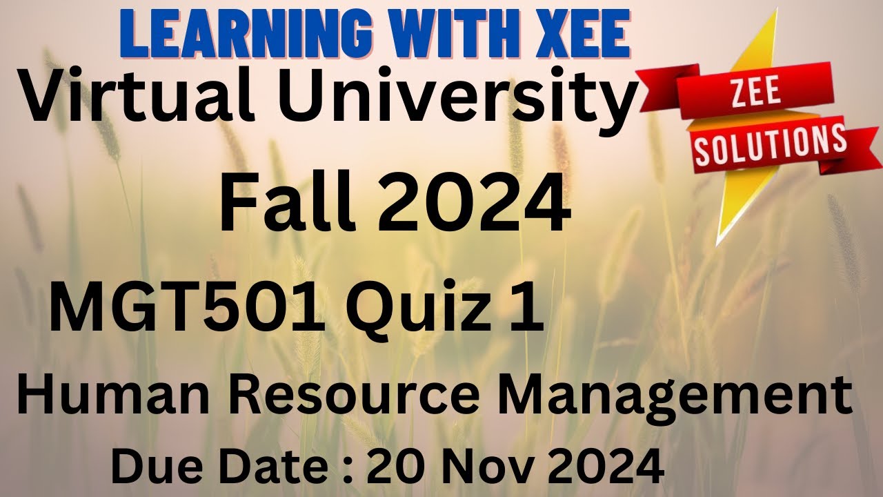 MGT501 Human Resource Management Quiz 1 Fall 2024 Virtual University of Pakistan