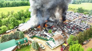 Multiple Alarm Structure Fire, Michigan, Lapeer County, Arcadia Twp, Jim's Recycling