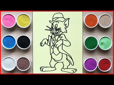 Đồ chơi trẻ em, tô màu tranh cát mèo Tom ảo thuật - Colored sand painting Tom and Jerry (Chim Xinh)