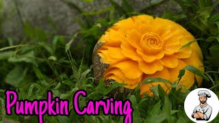 || Pumpkin Carving Flower || Pumpkin Art || How To Make Vegetable Carving Step By Step || কুমড়ো ||