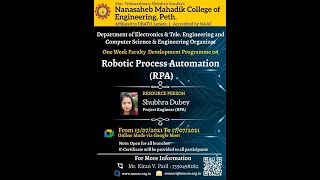 1 week FDP on Robotic Process Automation (RPA) Day 1