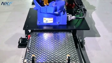 On-site debugging of our designed and produced linear rail, synchronizing with Yaskawa robot.
