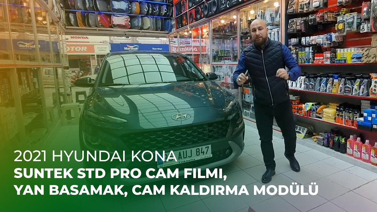 2021 Hyundai Kona // Suntek STD Pro Cam Filmi, Orjinal Yan Basamak, Cam Kaldırma Modülü