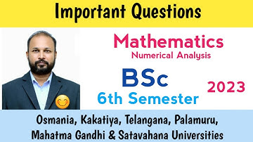 Mathematics | Important Questions | 2023 | BSc 6th Semester | UG | Degree | OU KU PU TU MGU SU