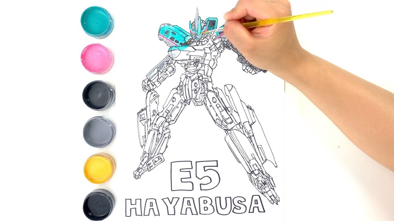 Drawing Shinkarion E5 Hayabusa For Kids Japanese Transformer Hero Youtube