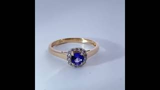 Tansanit Ring Gold 585 14K nat. Tansanit 0.53ct Natur Diamanten 0.20ct