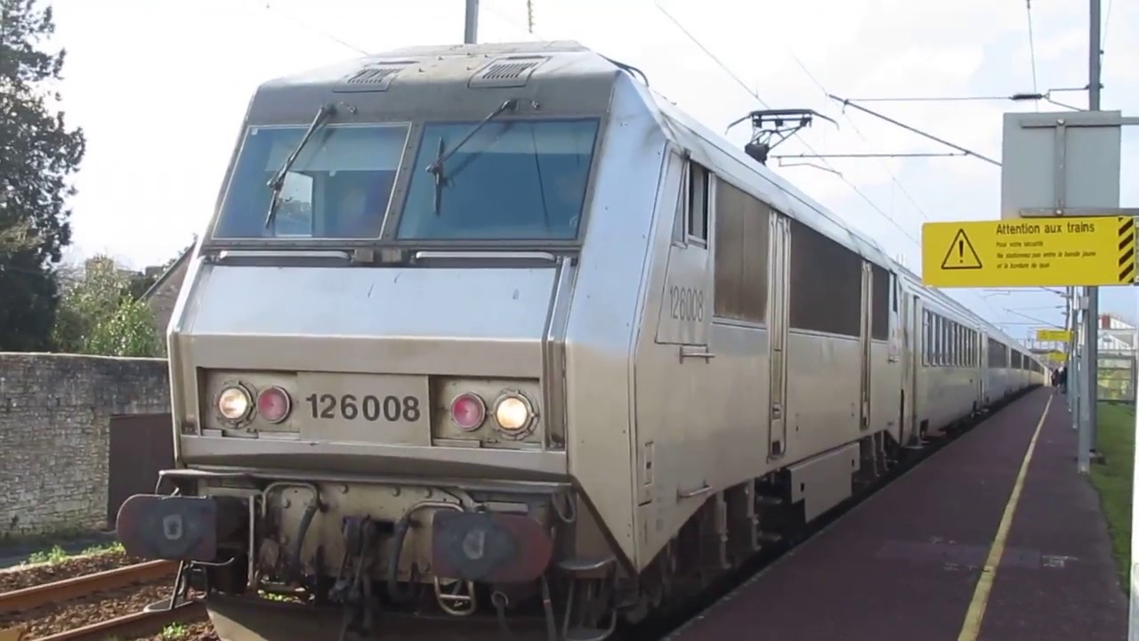 France Valognes (Normandy), SNCF BB26000 loco departs on a Cherbourg to Paris St Lazare train