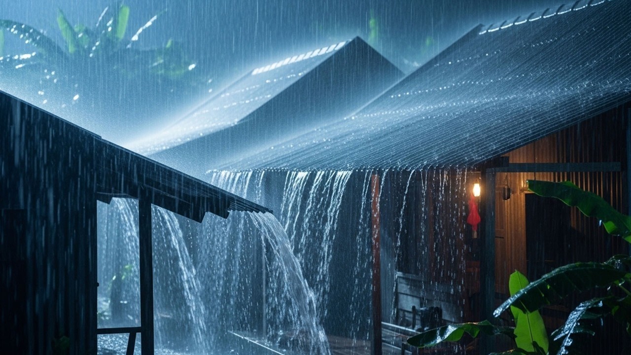 Goodbye Fatigue and Sleep Deeply with Pounding Rain & Rolling Thunder on a Tin Roof at Night