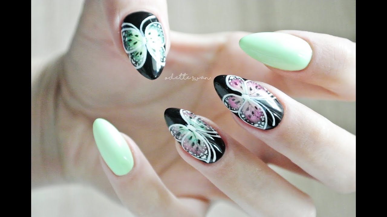 Jak namalować motylka na paznokciach? Butterfly nail art |  Nail art gel Indigo