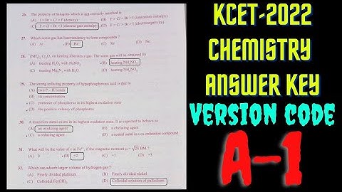 KCET-2022 Chemistry Answer key 🔥🤗version code A-1 🥳