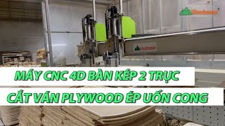 Dòng Máy Chuyên Vắt Ván Plywood Uốn cong - Máy CNC 4D Bàn Kép 2 Trục - WM-4DR2X