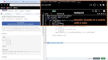 Number of paths in a matrix with k coins | potd | #gfg | #POTD | #viralvideo  PROBLEM OF THE DAY
