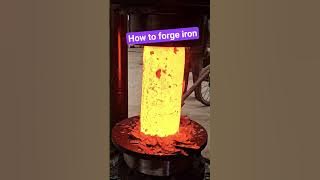 How to forge iron: Hydraulic pressing of a hot iron block #traditional #blacksmith #forge #metal