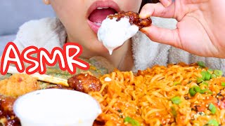 ASMR WINGSTOP MUKBANG CHICKEN WINGS + SPICY CHEESY NOODLE EATING SOUNDS NO TALKING TWILIGHT