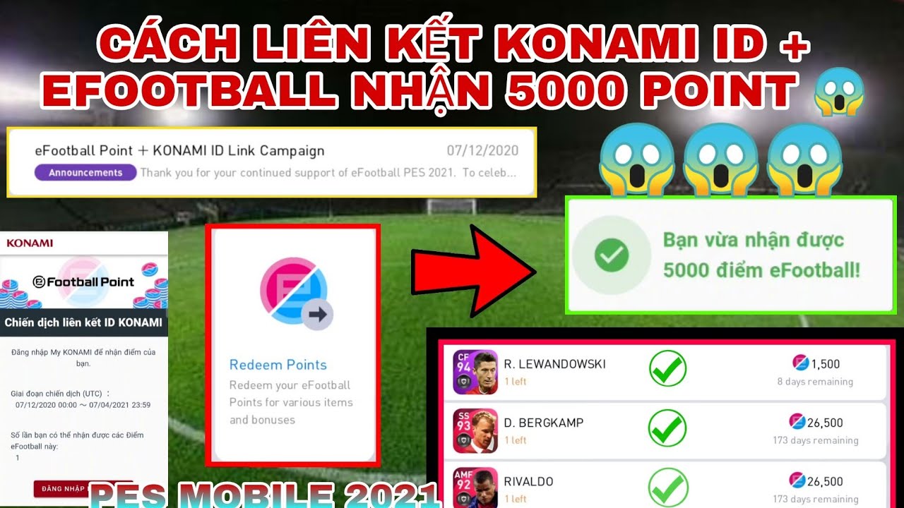 hướng dẫn cách liên kết efootball + konami id nhận 5000 ...