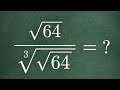 Simplify √64 ÷ ∛√64 | Tricky Math Puzzle | Root &amp; Power Question! #SquareRoot #CubeRoot #LearnMath