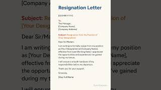 Resignation Letter In English || Sample Of Resignation Letter In English