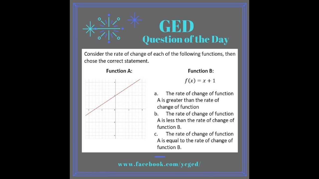 GED Math: Comparing Rate of Change Example Problem - YouTube