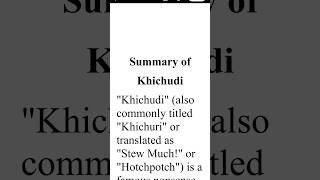 Khichudi Summary