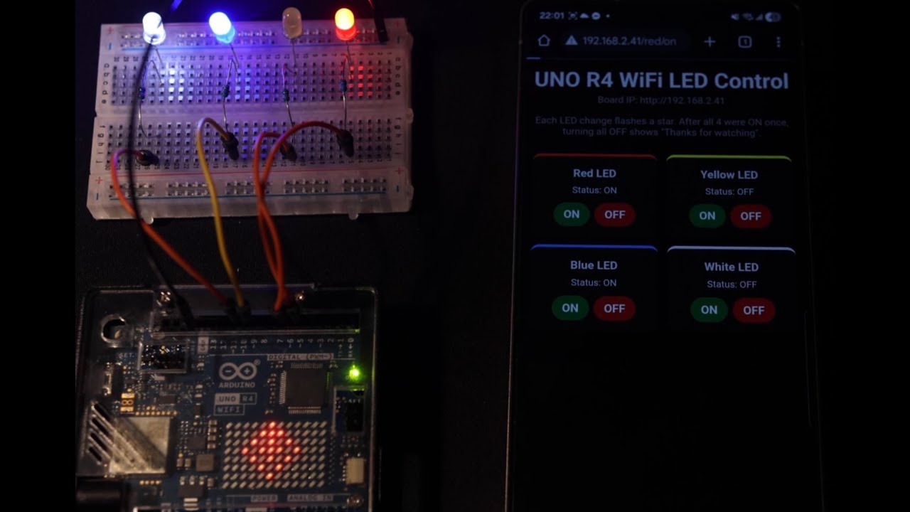 Arduino UNO R4 WiFi Control LED with Android Phone - YouTube