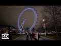 London Southbank Christmas Market Walk | Festive Stroll with London Eye Views in London 4K