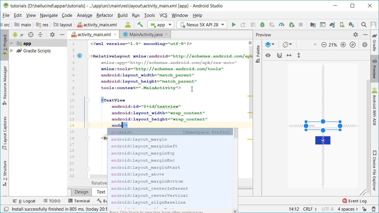 Beginning android studio 1 and 2 - Button and Text - YouTube
