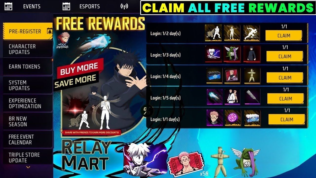 Unlocking Jujutsu Kaisen Rewards in Free Fire!