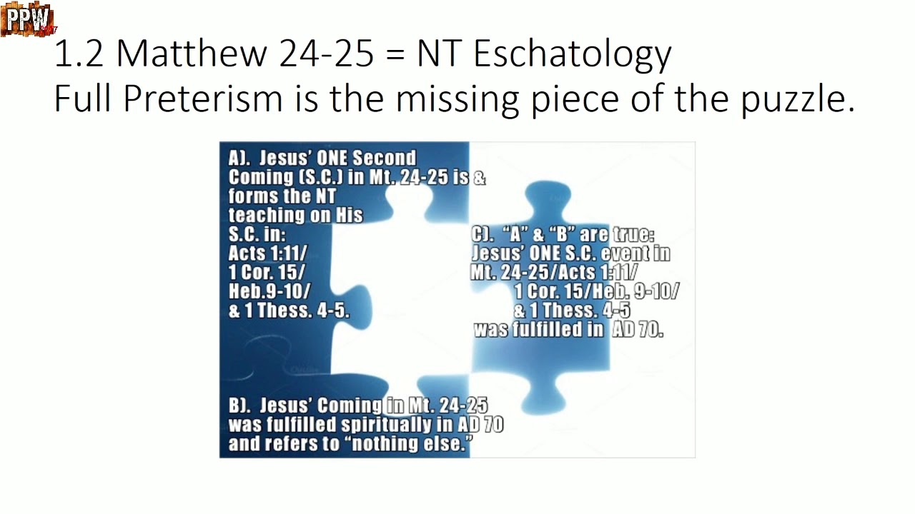 Postmillennialism and the Olivet Discourse Part 2 (PPW 2017) - YouTube