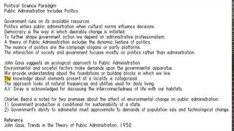 Political Science Paradigm Public Administration Includes Politics