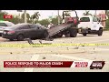 Crash damages cars and bends road sign on Veterans Pkwy and Surfside Blvd in Cape Coral
